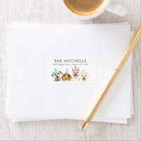 Dog Party Birthday Puppy Watercolor Return Address