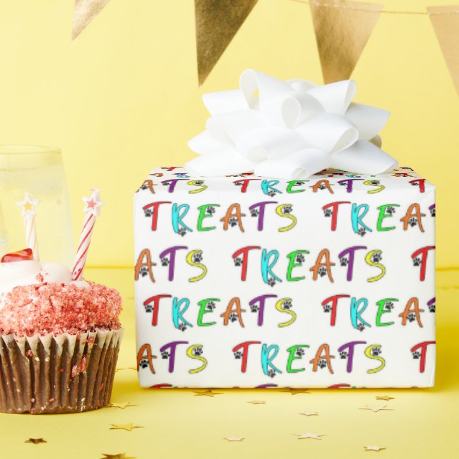 Dog Party Custom Treat Text  Wrapping Paper (Birthday Party)