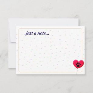 Dog Party Dog Paw Confetti Drawing Just a Note Card