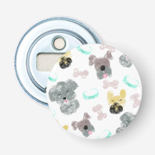 Dog Party Doodles Pink Blue Bottle Opener