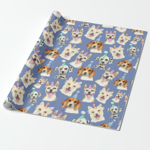 Dog Party Pattern   Dog Lovers Birthday Wrapping Paper