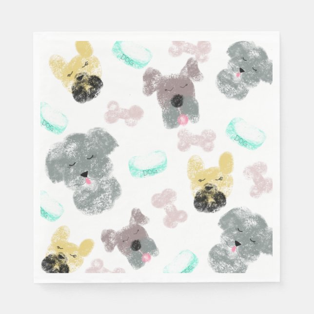 Dog Party Pattern Pink Blue Napkin (Front)