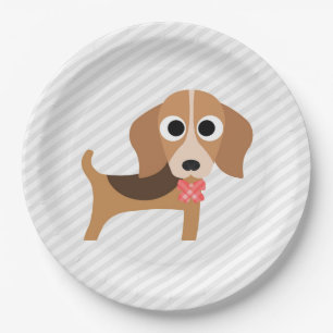 Dog Party Turquoise Beagle Dinner Paper Plates