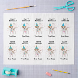 Dog Partying - Animals at Birthday Party Name Tissue Paper