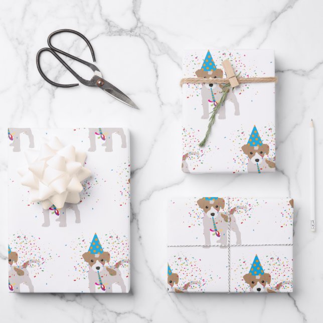 Dog Partying - Animals Puppy Having a Party Wrapping Paper Sheet (Front)