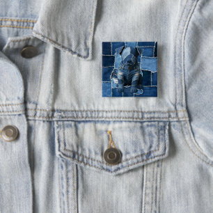 Dog Patchwork Art Denim 15 Cm Square Badge