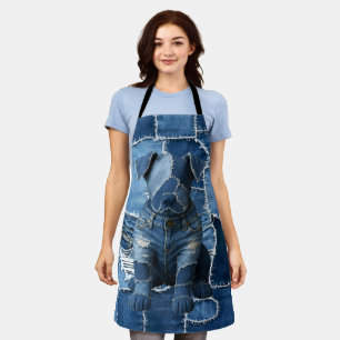 Dog Patchwork Art Denim Apron