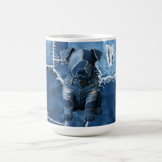 Dog Patchwork Art Denim Coffee Mug