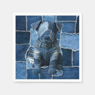 Dog Patchwork Art Denim Napkin