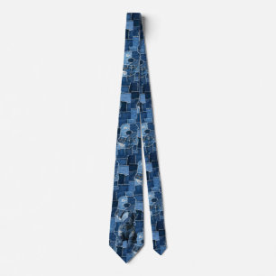 Dog Patchwork Art Denim Tie