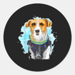 Dog Patron - Dog Russell Terrier - War Ukraine - S Classic Round Sticker