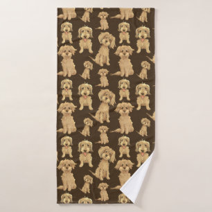 Dog Pattern Brown labradoodle goldendoodle Bath Towel