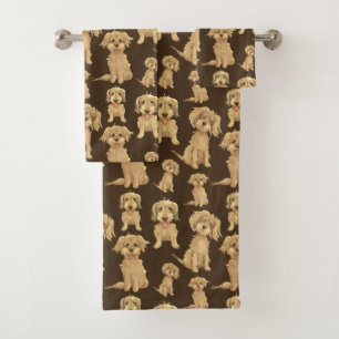Dog Pattern Brown labradoodle goldendoodle  Bath Towel Set