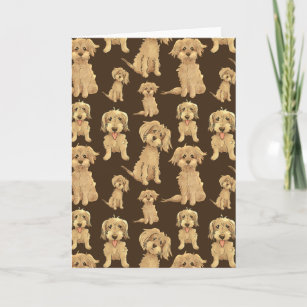 Dog Pattern Brown labradoodle goldendoodle Card