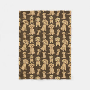 Dog Pattern Brown labradoodle goldendoodle Drawing Fleece Blanket