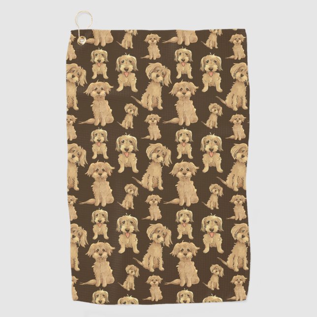 Dog Pattern Brown labradoodle goldendoodle Golf Towel (Front)