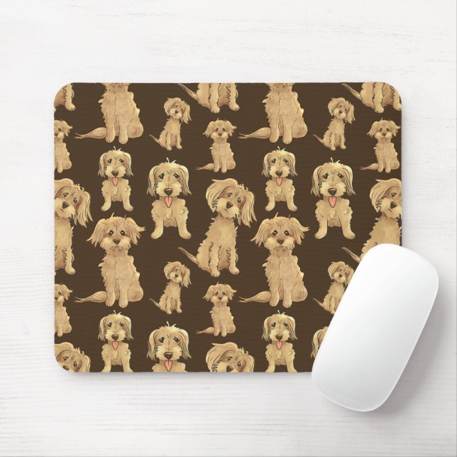 Dog Pattern Brown labradoodle goldendoodle Mouse Pad (With Mouse)