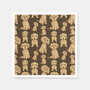 Dog Pattern Brown labradoodle goldendoodle Napkin