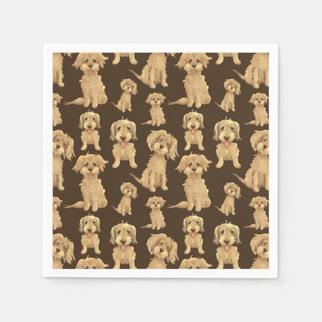 Dog Pattern Brown labradoodle goldendoodle Napkin (Front)