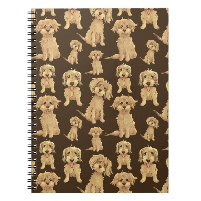 Dog Pattern Brown labradoodle goldendoodle Notebook (Front)