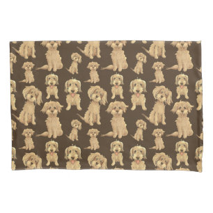 Dog Pattern Brown labradoodle goldendoodle Pillowcase