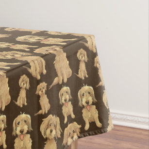 Dog Pattern Brown labradoodle goldendoodle Tablecloth