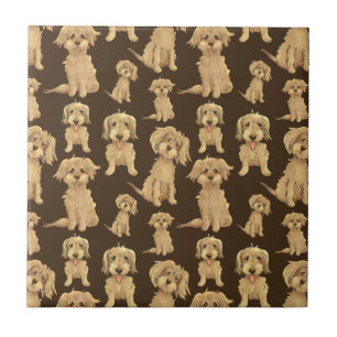 Dog Pattern Brown labradoodle goldendoodle Tile