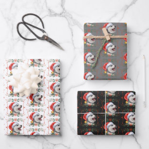 Dog Pattern Christmas Wrapping Paper Sheets