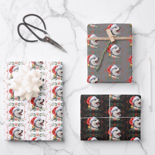 Dog Pattern Christmas Wrapping Paper Sheets (Front)