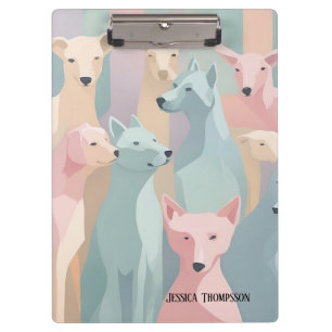 Dog Pattern Pastel Colours Minimalist Illustration Clipboard