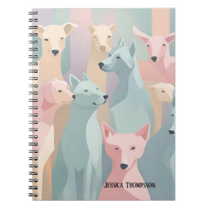 Dog Pattern Pastel Colours Minimalist Illustration Notebook