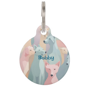Dog Pattern Pastel Colours Minimalist Illustration Pet Tag