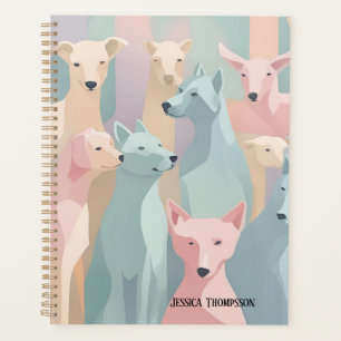 Dog Pattern Pastel Colours Minimalist Illustration Planner
