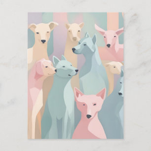 Dog Pattern Pastel Colours Minimalist Illustration Postcard
