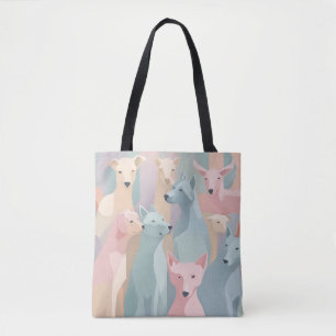 Dog Pattern Pastel Colours Minimalist Illustration Tote Bag