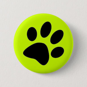 dog paw 6 cm round badge