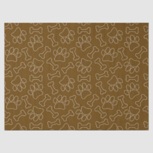 Dog Paw And Bones Drawing Pattern Custom Brown Tissue Paper