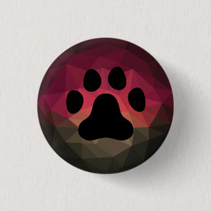 Dog paw, animal footprint colourful design  golf b 3 cm round badge