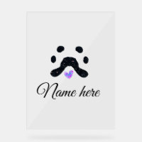 Dog paw black pet add name text animal paw photo