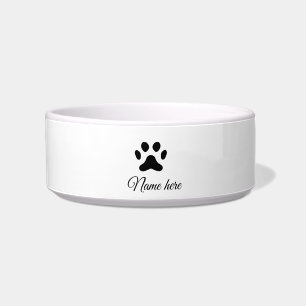 Dog paw black pet add name text animal paw photo bowl