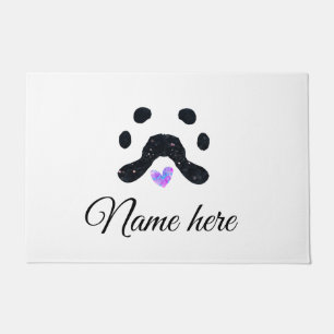 Dog paw black pet add name text animal paw photo doormat
