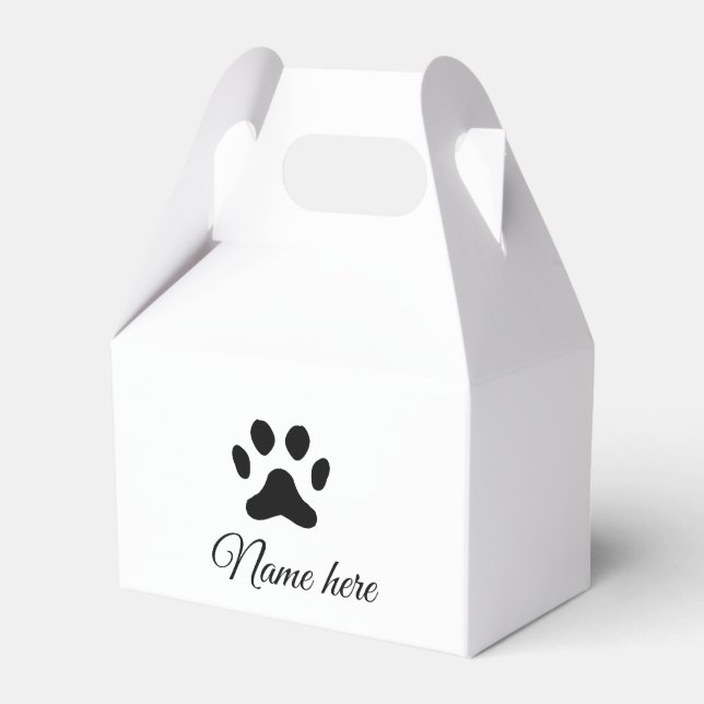 Dog paw black pet add name text animal paw photo favour box (Front Side)