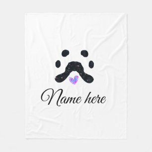 Dog paw black pet add name text animal paw photo fleece blanket