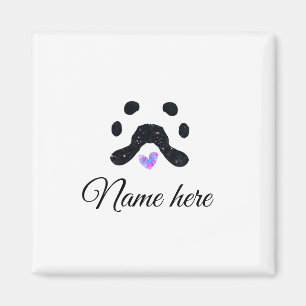 Dog paw black pet add name text animal paw photo magnet
