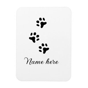 Dog paw black pet add name text animal paw photo magnet
