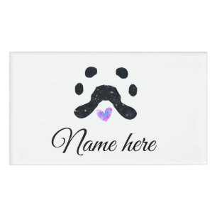 Dog paw black pet add name text animal paw photo name tag