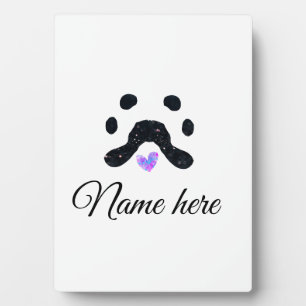 Dog paw black pet add name text animal paw photo plaque