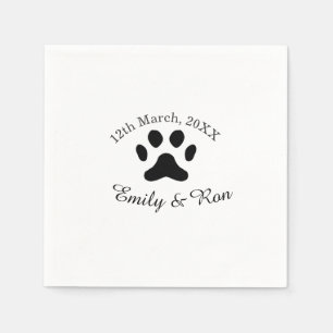 Dog paw black pet wedding couple name date romanti napkin