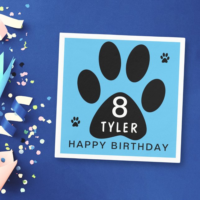 Dog Paw Blue Kids Birthday Party  Napkin (Creator Uploaded)