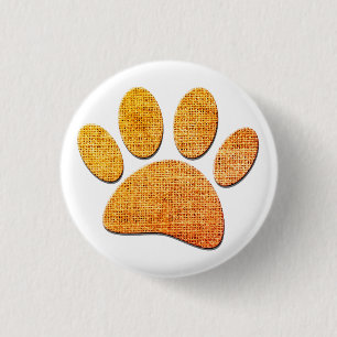 Dog Paw Burlap Aged Print 3 Cm Round Badge
